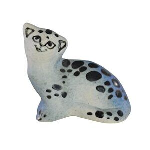 Ceramic Spotted Leopard Cat Figurine Blue Cheetah Jaguar Estate Find